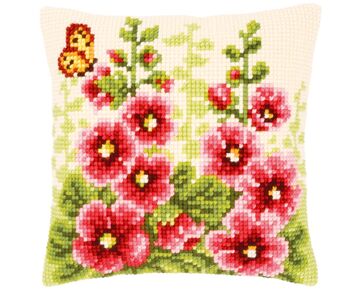 Stokrozen borduurkussen - Kussenpakket Vervaco | HobbyGigant