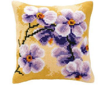 Paarse Orchidee borduurkussen - Kussenpakket Vervaco | HobbyGigant