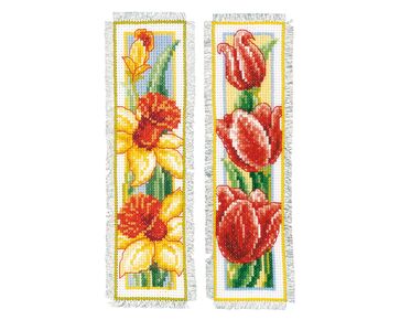 Boekenlegger Bloemen borduurpakket - set van 2 - Vervaco telpatroon | HobbyGigant