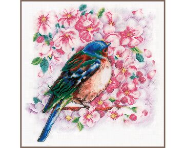 Vogel tussen bloesem borduurpakket - Vervaco telpatroon | HobbyGigant