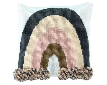 Regenboog pastel knoop- en borduurkussen - Pako knoop- en borduurpakket | HobbyGigant