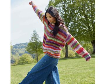 Gestreepte wijde trui breien - Lang Yarns Cloud breipakket  | hobbygigant.nl