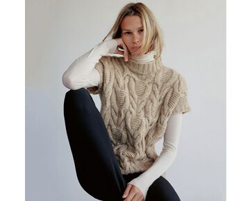 Dames spencer met kabelpatroon breien - Lana Grossa Natural Alpaca Pelo breipakket | hobbygigant.nl