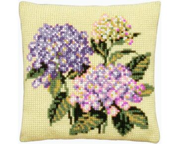 Kussen met Hortensia borduren - Pako borduurkussen | borduurpakketten | hobbygigant.nl