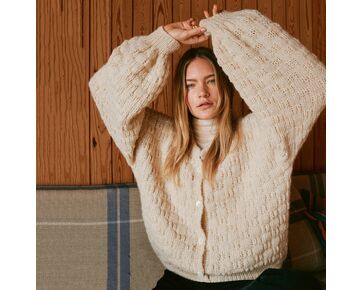Damesvest met blokjes motief breien - Lana Grossa Natural Alpaca Pelo breipakket | hobbygigant.nl