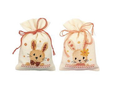 Kruidenzakjes Lieve Konijntjes borduren - set van 2 - Vervaco borduurpakket | borduurpakketten | hobbygigant.nl