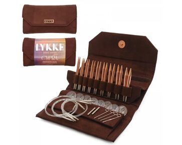 Lykke Cypra verwisselbare rondbreinaalden set 7,5 cm (3,5") bruin | Lykke rondbreinaalden sets | hobbygigant.nl