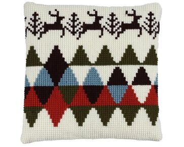 Kussen met Scandinavisch Hert horizontaal borduren - Pako borduurkussen | borduurpakketten | hobbygigant.nl