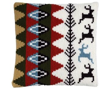 Kussen met Scandinavisch Hert verticaal borduren - Pako borduurkussen | borduurpakketten | hobbygigant.nl