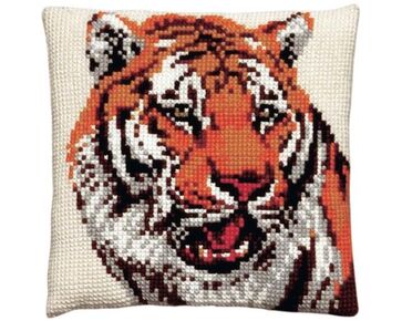 Kussen met Tijger borduren - Pako borduurkussen | borduurpakketten | hobbygigant.nl