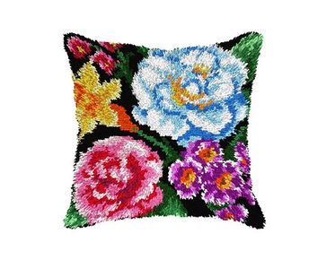 Kleurige bloemen knoopkussen - Orchidea knooppakket | smyrna knopen | hobbygigant.nl