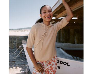 Dames hoodie met korte mouwen breien - Lana Grossa Cotton Wool breipakket