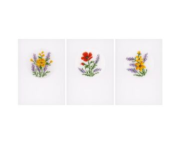 Wenskaarten met bloemen en lavendel borduren - set van 3 - Vervaco borduurpakket | borduurpakketten | hobbygigant.nl