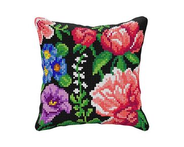 Kussen met bloemen borduren - borduurpakket Orchidea | borduurpakketten | hobbygigant.nl