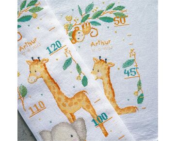 Groeimeter Jungle dieren borduren - Vervaco borduurpakket | borduren baby | hobbygigant.nl