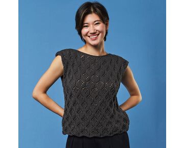 Mouwloze damestop met ajourpatroon breien - Lamana  Ica breipakket