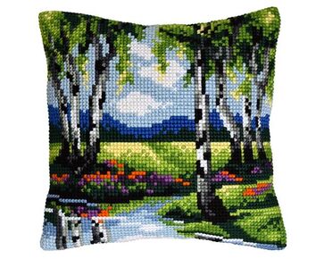 Landschap borduurkussen - borduurpakket Orchidea | borduurpakketten | hobbygigant.nl