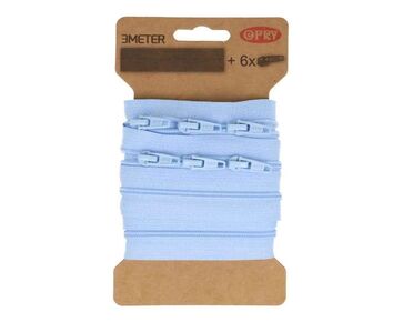 Rits aan de meter - spiraalrits 3m lichtblauw | ritsen | hobbygigant.nl