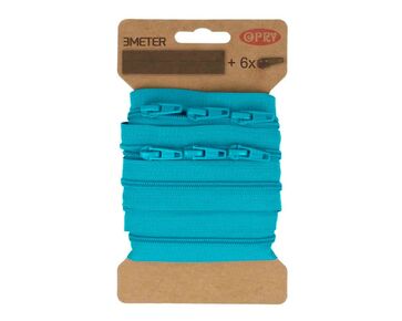 Rits aan de meter - spiraalrits 3m turquoise | ritsen | hobbygigant.nl