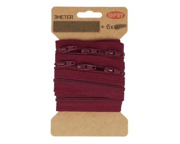 Rits aan de meter - spiraalrits 3m bordeaux | ritsen | hobbygigant.nl