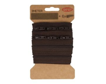 Rits aan de meter - spiraalrits 3m bruin | ritsen | hobbygigant.nl