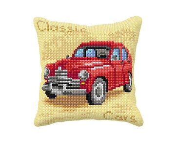 Rode auto borduurkussen - borduurpakket Orchidea | borduurpakketten | hobbygigant.nl