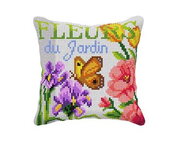 Kussen met vlinder en bloemen borduren - borduurpakket Orchidea | borduurpakketten | hobbygigant.nl