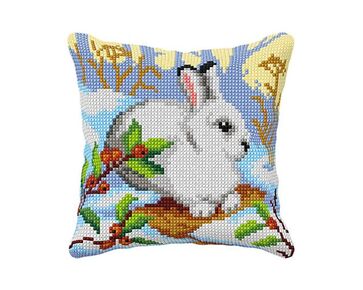 Winterkonijn kussen borduren - borduurpakket Orchidea | hobbygigant.nl