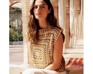 Gekleurd granny square topje haken - Lana Grossa Ecopuno haakpakket | hobbygigant.nl