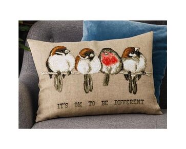 Vogeltjes op stok borduurkussen - Permin of Copenhagen borduurpakket | borduurpakketten | hobbygigant.nl