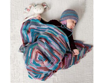 Babydeken haken - Lang Yarns Merino 200 Bébé Color haakpakket | hobbygigant.nl