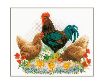 Haan met kippen borduurpakket - Vervaco telpatroon | borduurpakketten | hobbygigant.nl