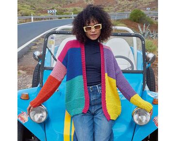 Kleurig damesvest Jill breien - Lang Yarns Poseidon breipakket | hobbygigant.nl