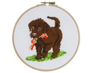 Hondje borduren - Pako voorbedrukt borduurpakket | compleet pakket | hobbygigant.nl