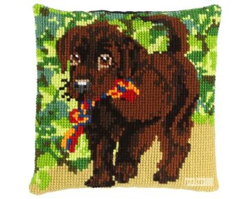 Puppy borduren - Pako borduurkussen | borduurpakketten | hobbygigant.nl
