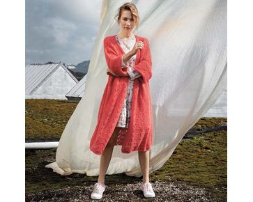 Lang damesvest met ajourpatroon breien - Alpaca Superlight breipakket