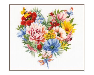 Bloemenhartje borduren - telpatroon - Vervaco borduurpakket | hobbygigant.nl
