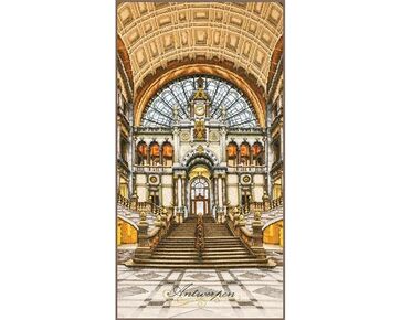 Centraal station Antwerpen borduren - LanArte kruissteek borduurpakket | hobbygigant.nl