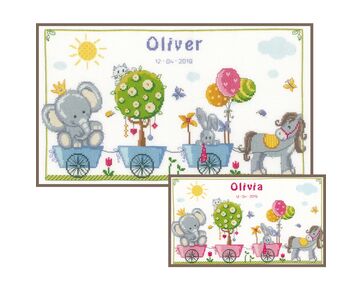 Dierenkoets - geboortetegel borduren - Vervaco borduurpakket | borduren baby | hobbygigant.nl