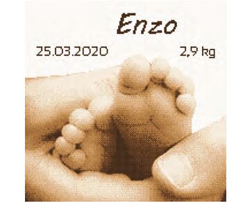 Geboortetegel baby voetjes borduren - kruissteek telpatroon - borduurpakket Marie Coeur | kruissteek borduren | hobbygigant.nl