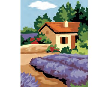 Landelijk huisje borduren - voorbedrukt borduurpakket beginner | borduurpakketten | hobbygigant.nl