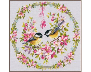 Mezen in bloemenkrans borduren - telpatroon - Vervaco borduurpakket | hobbygigant.nl