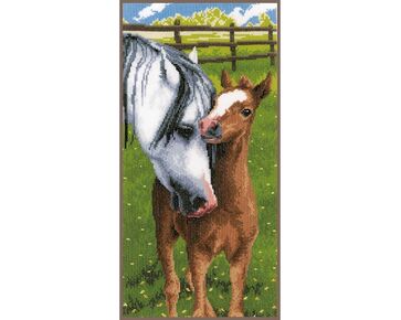 Paard met veulen borduren - telpatroon - Vervaco borduurpakket | hobbygigant.nl