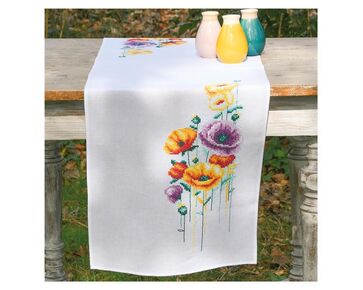 Tafelloper Klaprozen borduren - Vervaco borduurpakket | borduurpakketten | hobbygigant.nl