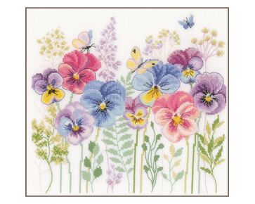 Viooltjes en grassen borduren - telpatroon - Vervaco borduurpakket | hobbygigant.nl