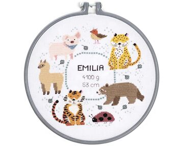 Geboortetegel Dieren borduren - Rico Design borduurpakket | hobbygigant.nl