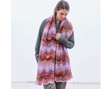 Sjaal met golfpatroon breien - Lana Grossa Picasso breipakket | hobbygigant.nl