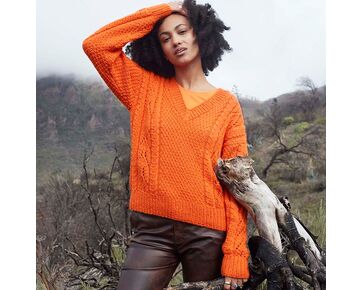 Damestrui met V-hals breien - Lang Yarns Honesty | hobbygigant.nl