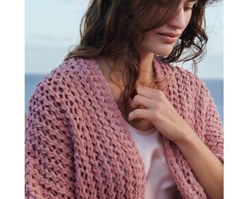 Lang velours damesvest breien - Lana Grossa The Look breipakket | hobbygigant.nl