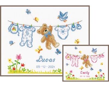Geboorte beertje borduren - Vervaco borduurpakket | hobbygigant.nl